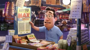 A man buying lottery ticket at a stall in a market