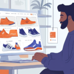 Man browsing though online shopping website for shoes