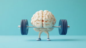 Illustrated Brain doing weights