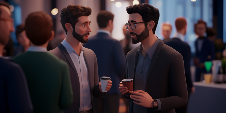 2 men conversing in a networking event