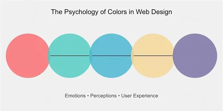 Graphic showing circles of different colors indicating the psychology of colors in web-design